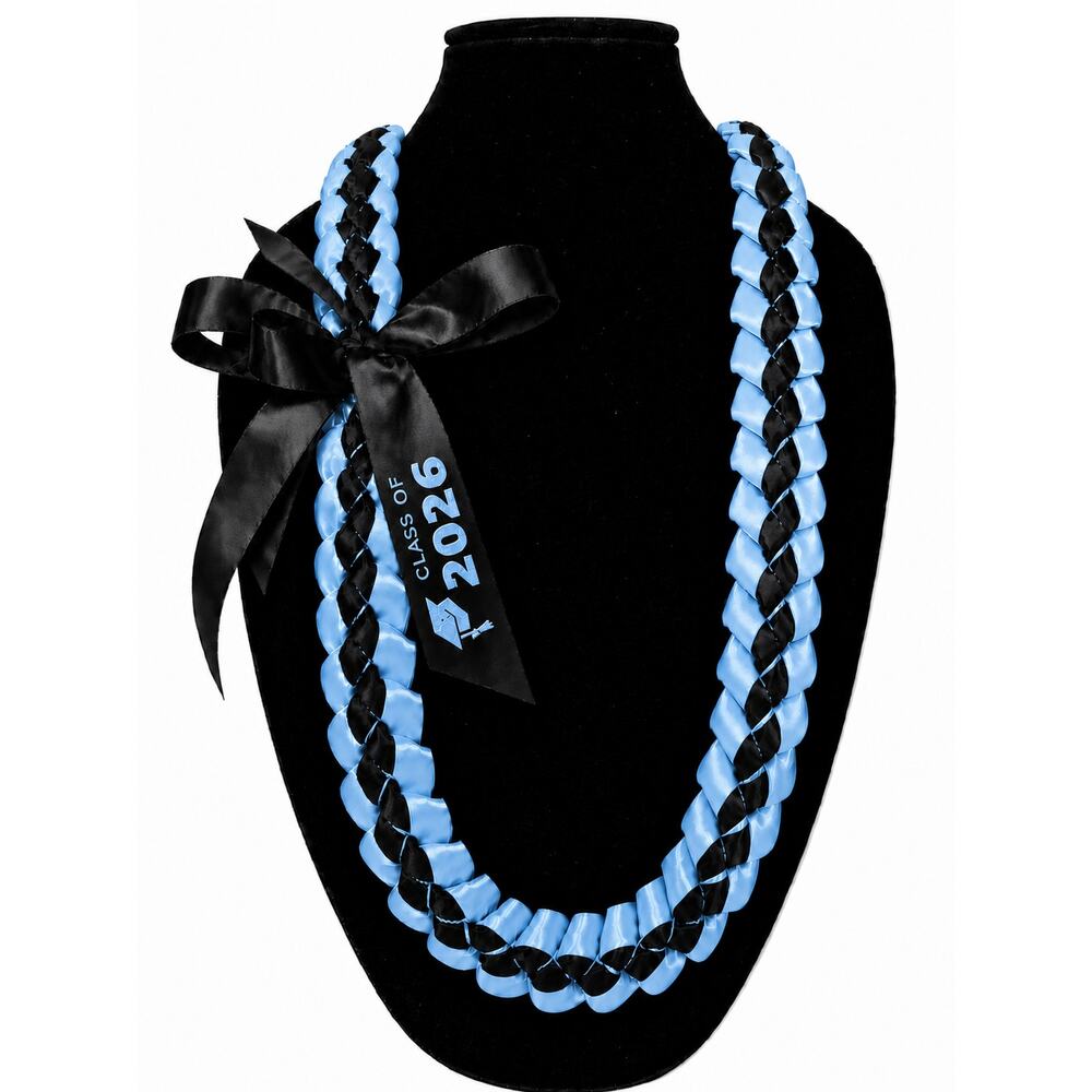 Columbia Blue and Black  Graduation Lei Class of 2026 - Keepsake gift